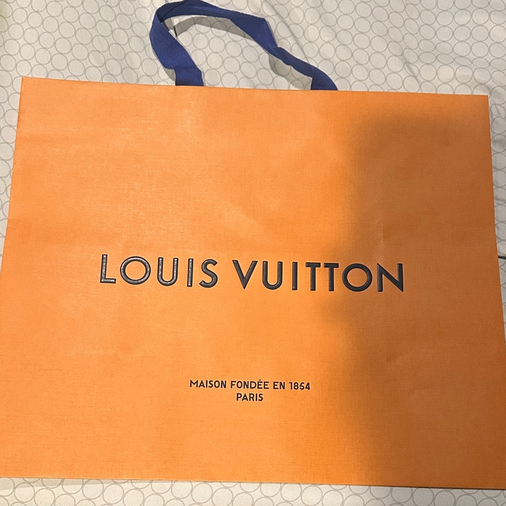 Louis Vuitton Orange Tote with Blue Handles